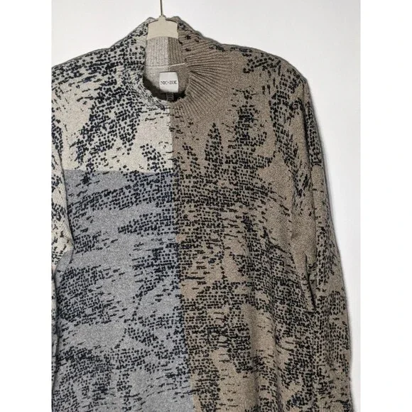 NIC + ZOE Cozy Up Stamped Sweater Sz XL Neutral Mock Neck Comfy Super Soft Lagen - Picture 4 of 10